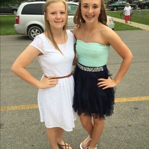 teal/navy formal dress